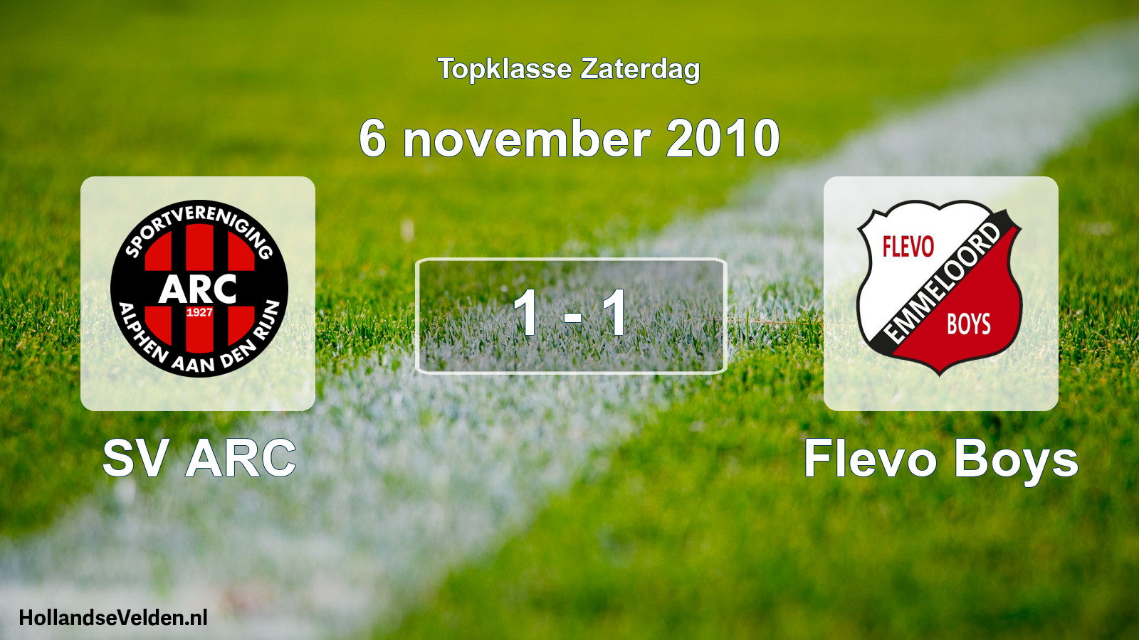 Gespeelde wedstrijd: SV ARC - Flevo Boys 1 - 1 (6 november 2010)
