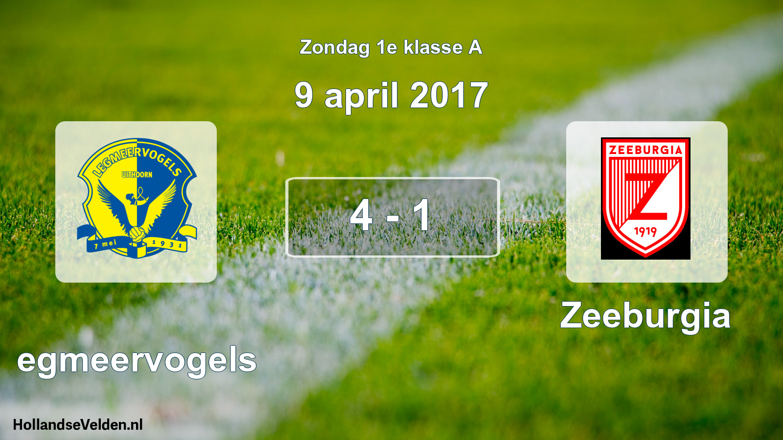 Gespeelde wedstrijd: Legmeervogels - Zeeburgia 4 - 1 (9 april 2017)