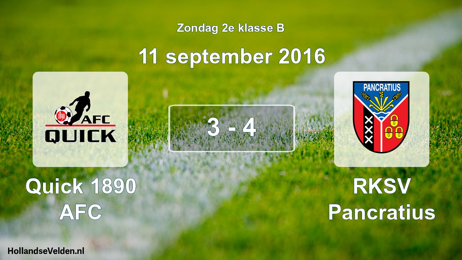 Gespeelde wedstrijd: Quick 1890 AFC - RKSV Pancratius 3 - 4 (11 september 2016)