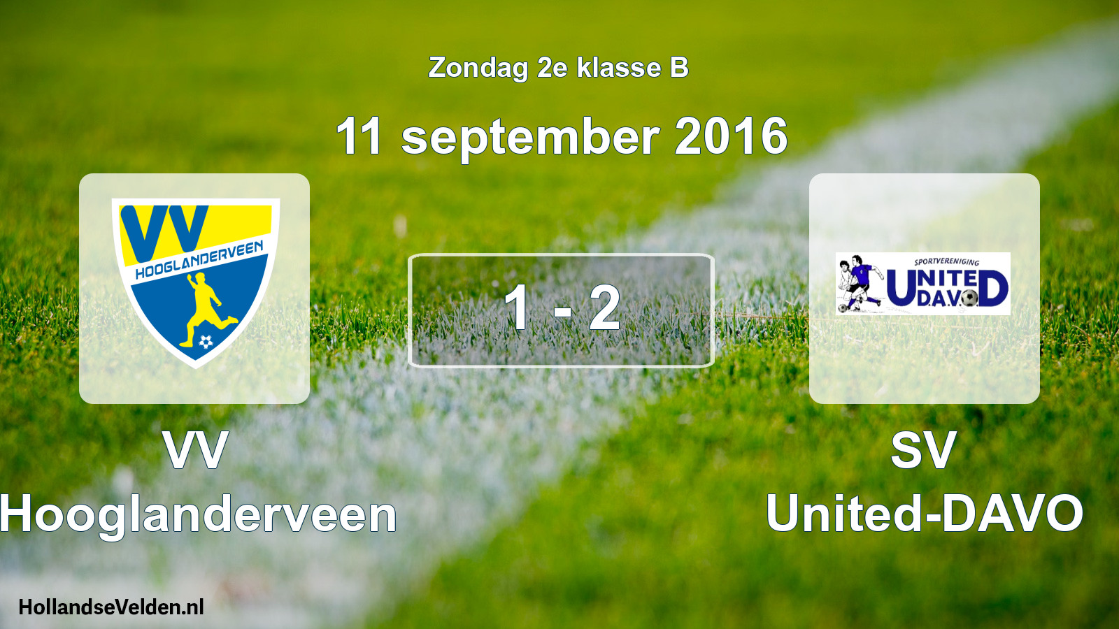 Gespeelde wedstrijd: VV Hooglanderveen - SV United-DAVO 1 - 2 (11 september 2016)