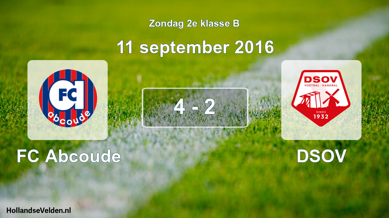 Gespeelde wedstrijd: FC Abcoude - DSOV 4 - 2 (11 september 2016)
