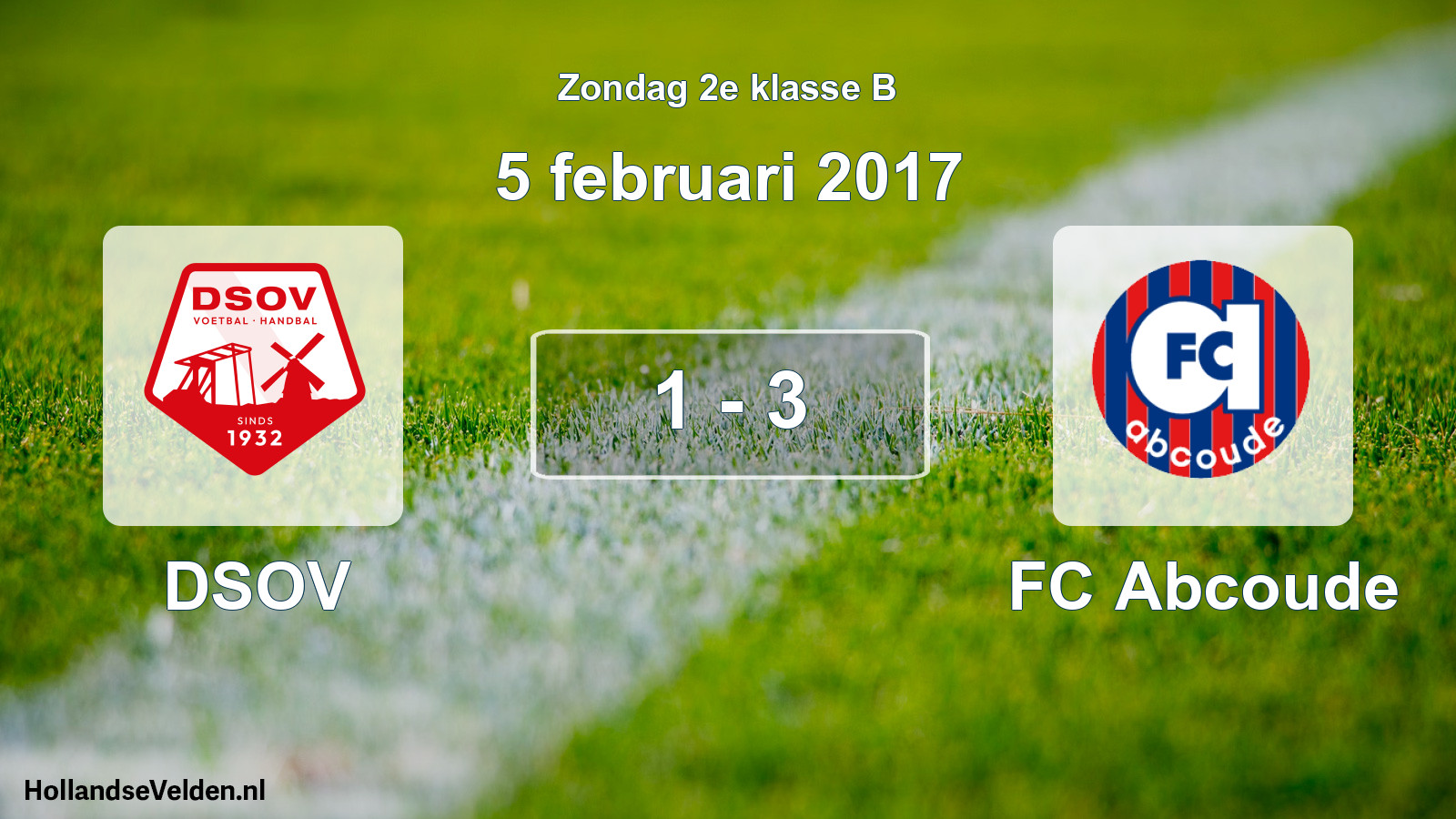 Gespeelde wedstrijd: DSOV - FC Abcoude 1 - 3 (5 februari 2017)