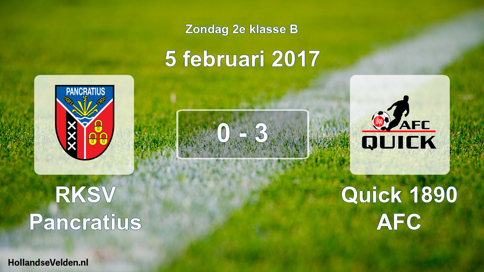 Gespeelde wedstrijd: RKSV Pancratius - Quick 1890 AFC 0 - 3 (5 februari 2017)