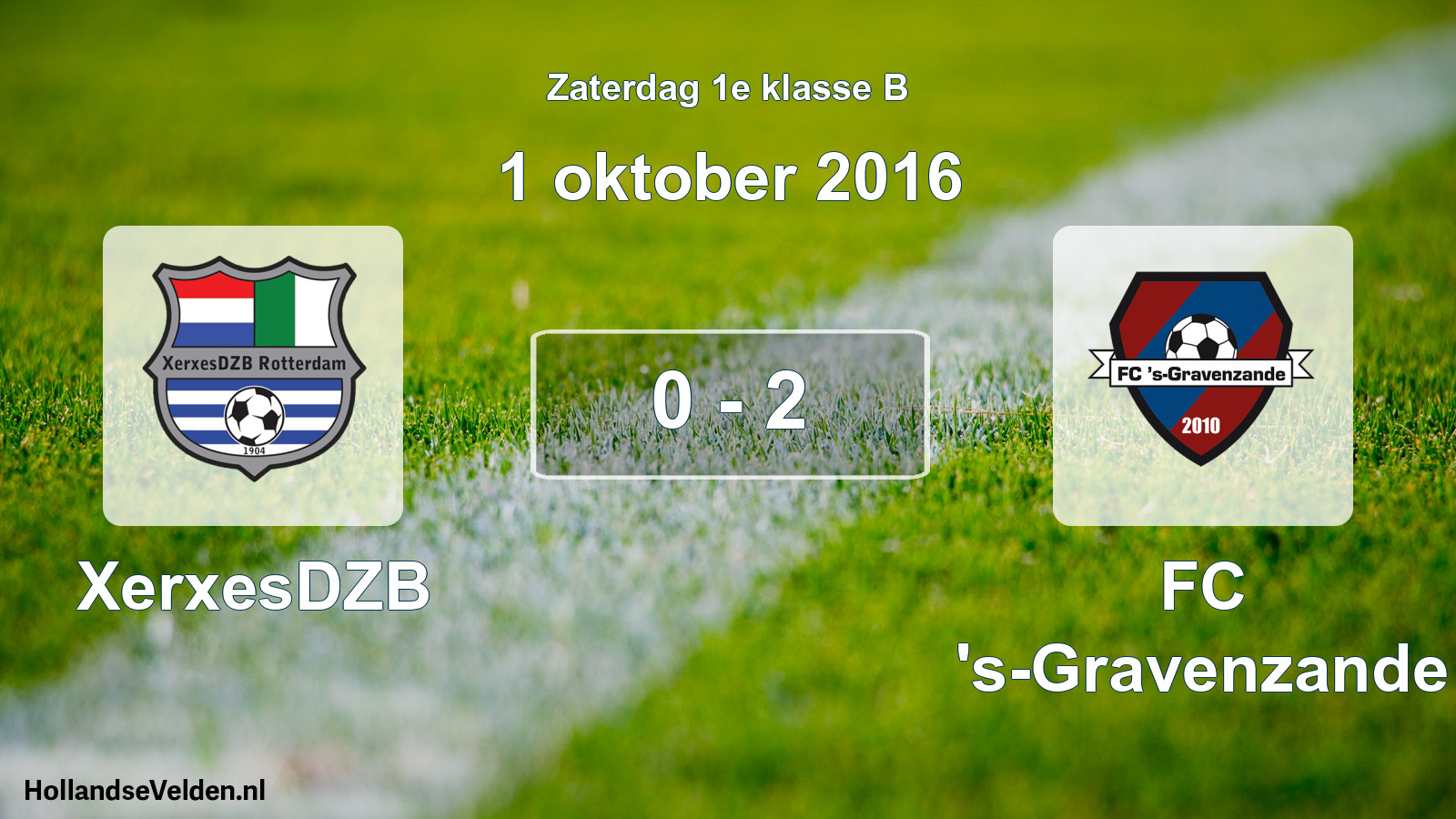 Gespeelde wedstrijd: XerxesDZB - FC 's-Gravenzande 0 - 2 (1 oktober 2016)
