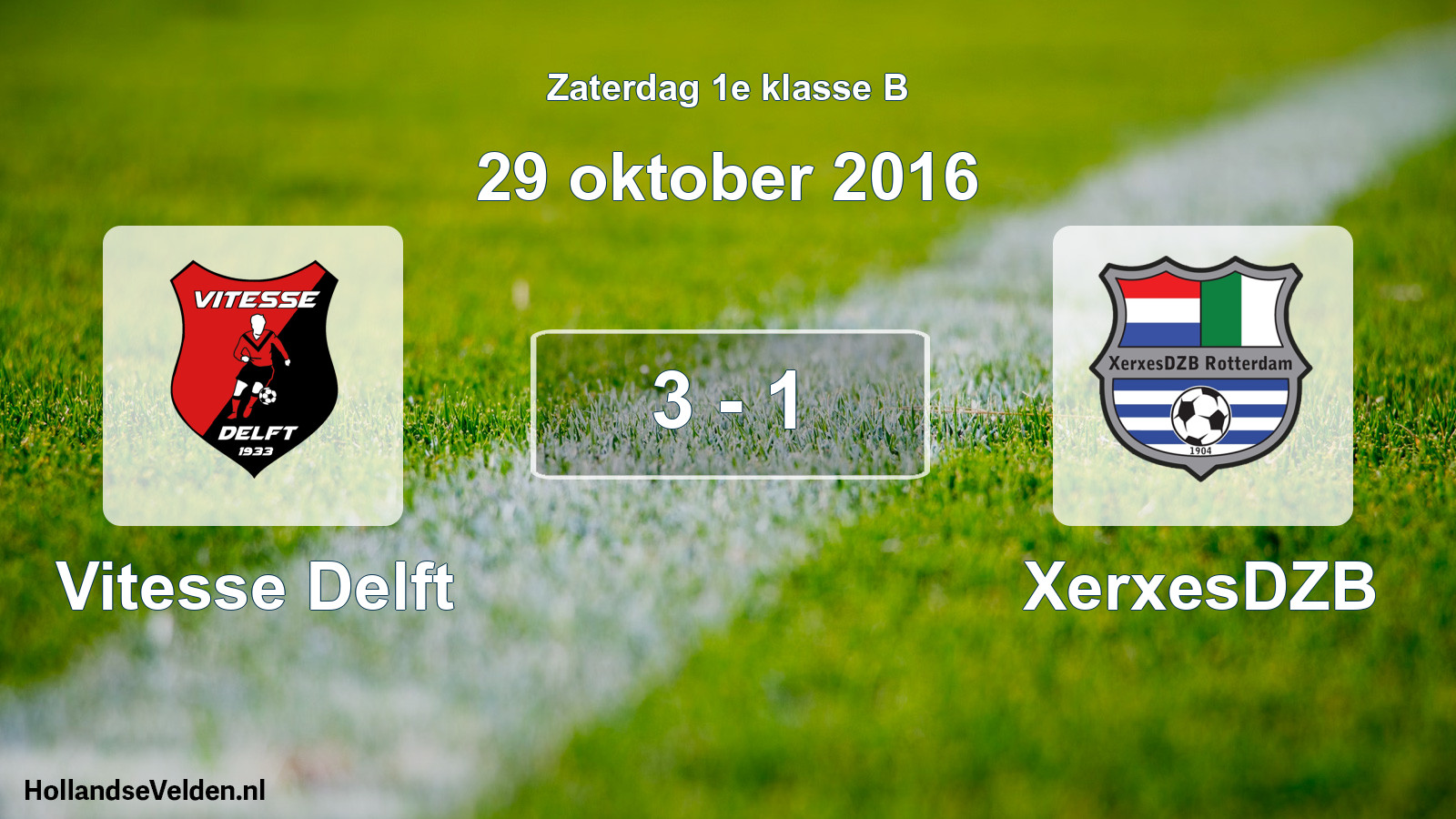 Gespeelde wedstrijd: Vitesse Delft - XerxesDZB 3 - 1 (29 oktober 2016)