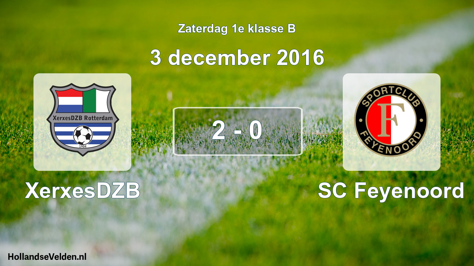 Gespeelde wedstrijd: XerxesDZB - SC Feyenoord 2 - 0 (3 december 2016)