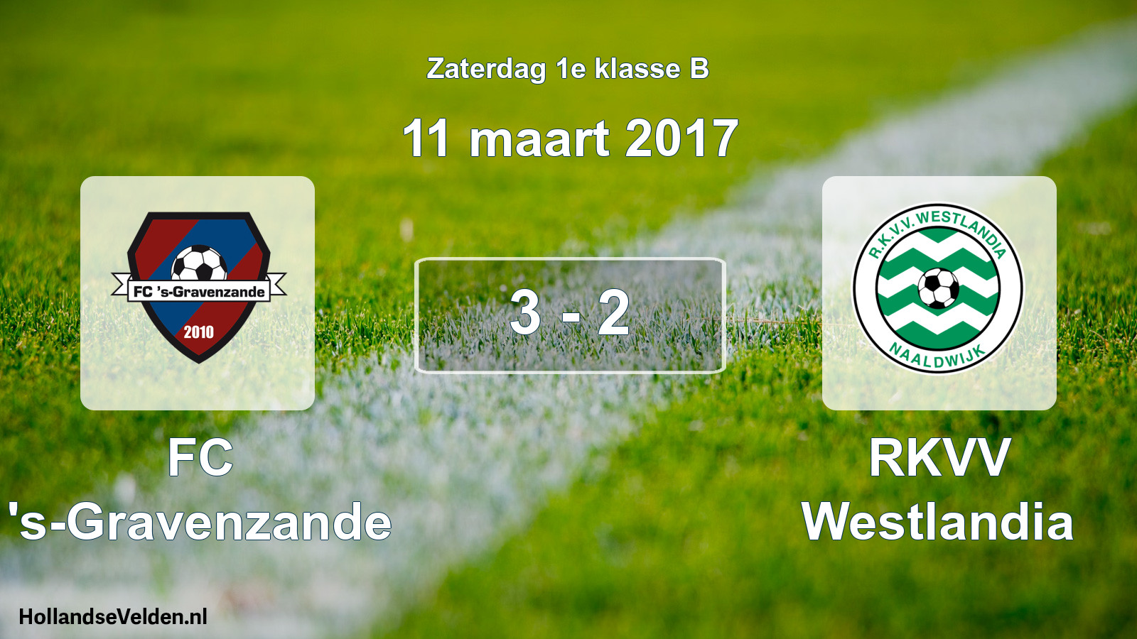 Gespeelde wedstrijd: FC 's-Gravenzande - RKVV Westlandia 3 - 2 (11 maart 2017)
