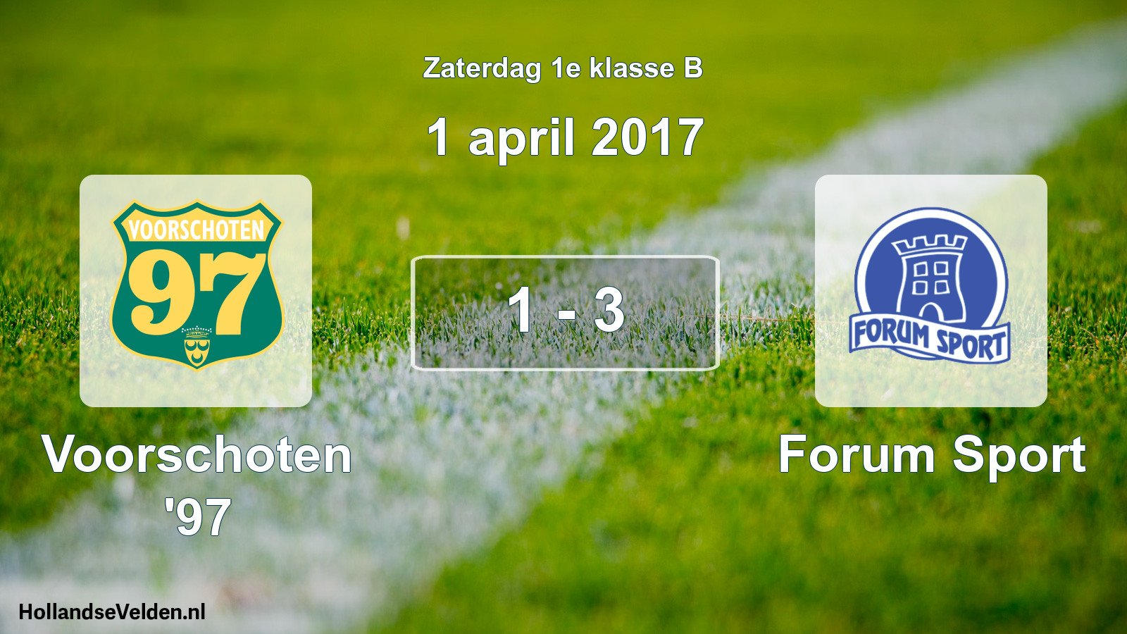 Gespeelde wedstrijd: Voorschoten '97 - Forum Sport 1 - 3 (1 april 2017)