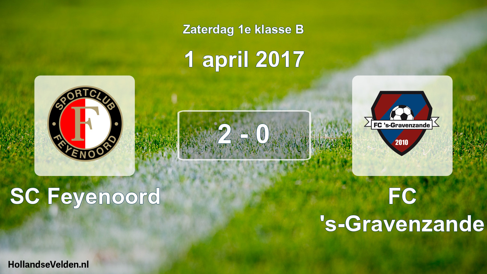 Gespeelde wedstrijd: SC Feyenoord - FC 's-Gravenzande 2 - 0 (1 april 2017)