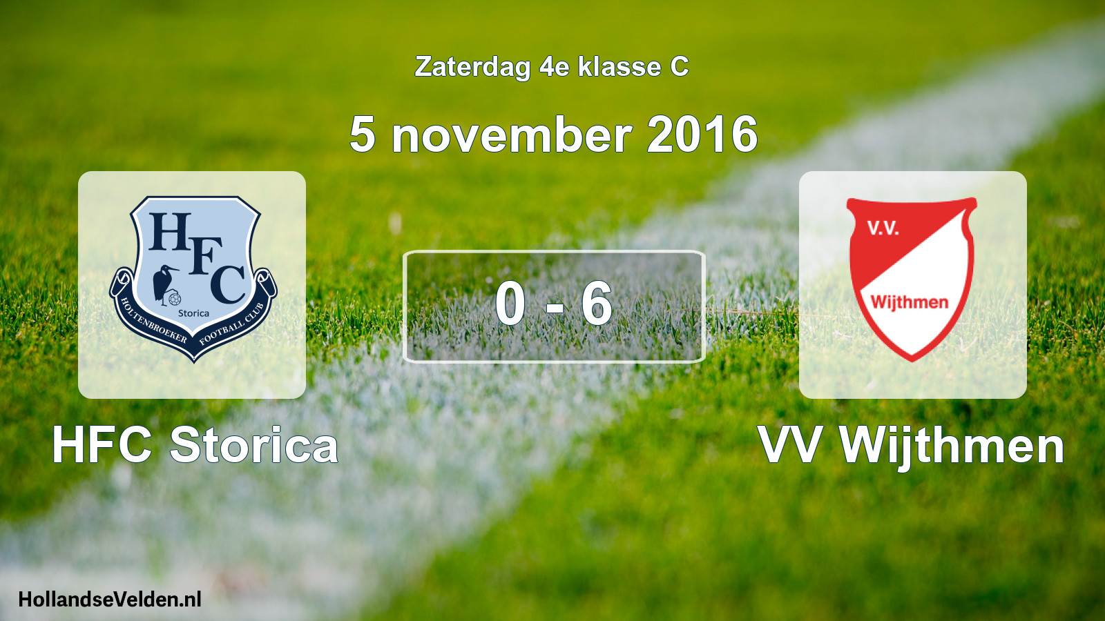 Gespeelde wedstrijd: HFC Storica - VV Wijthmen 0 - 6 (5 november 2016)