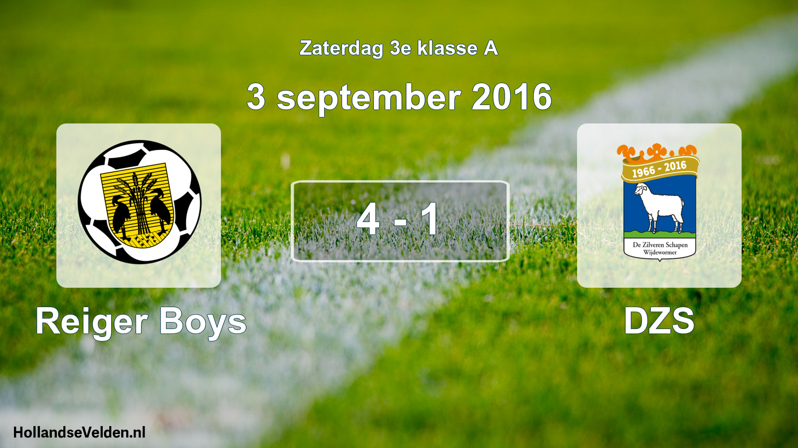 Gespeelde wedstrijd: Reiger Boys - DZS 4 - 1 (3 september 2016)