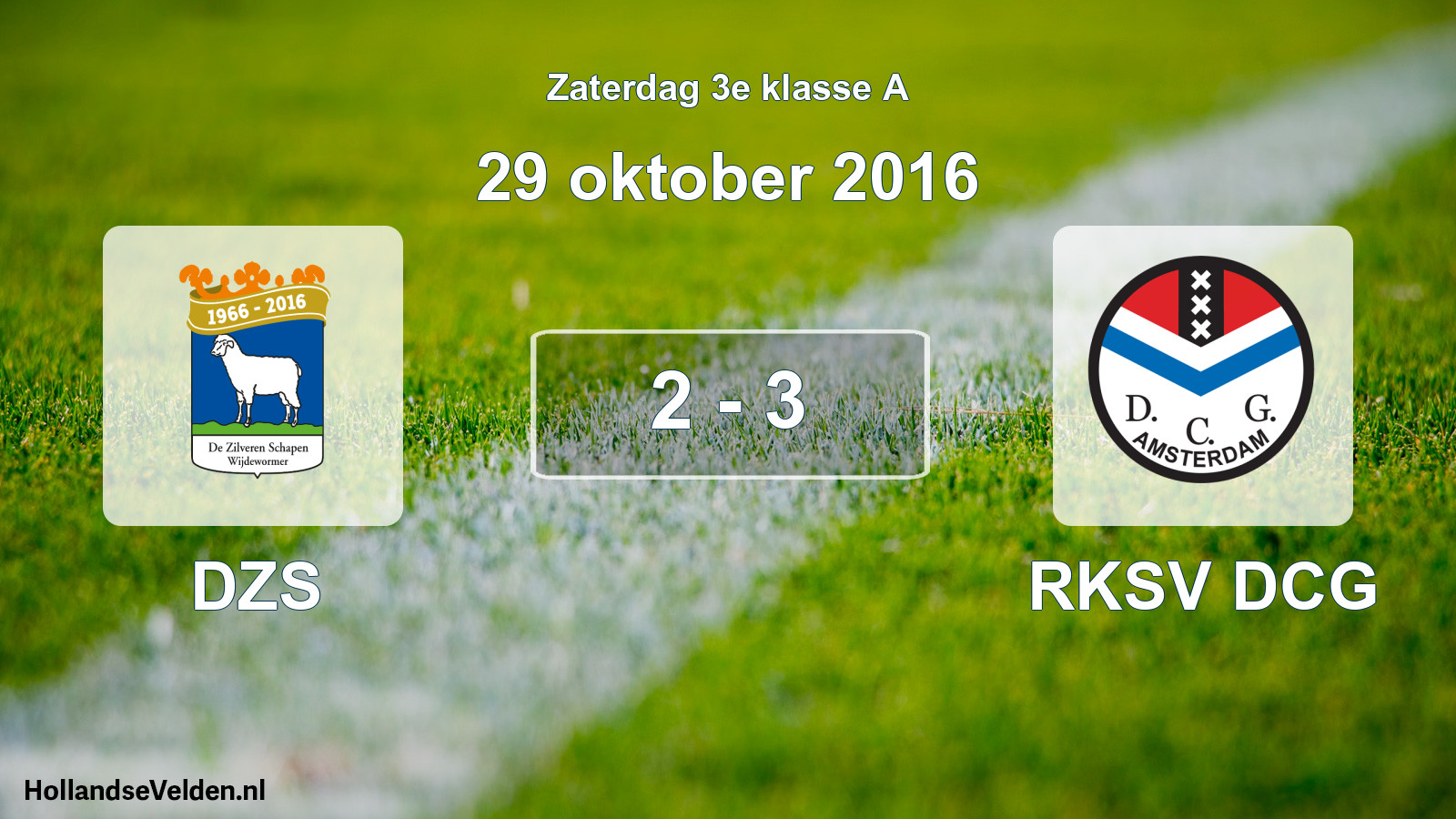 Gespeelde wedstrijd: DZS - RKSV DCG 2 - 3 (29 oktober 2016)