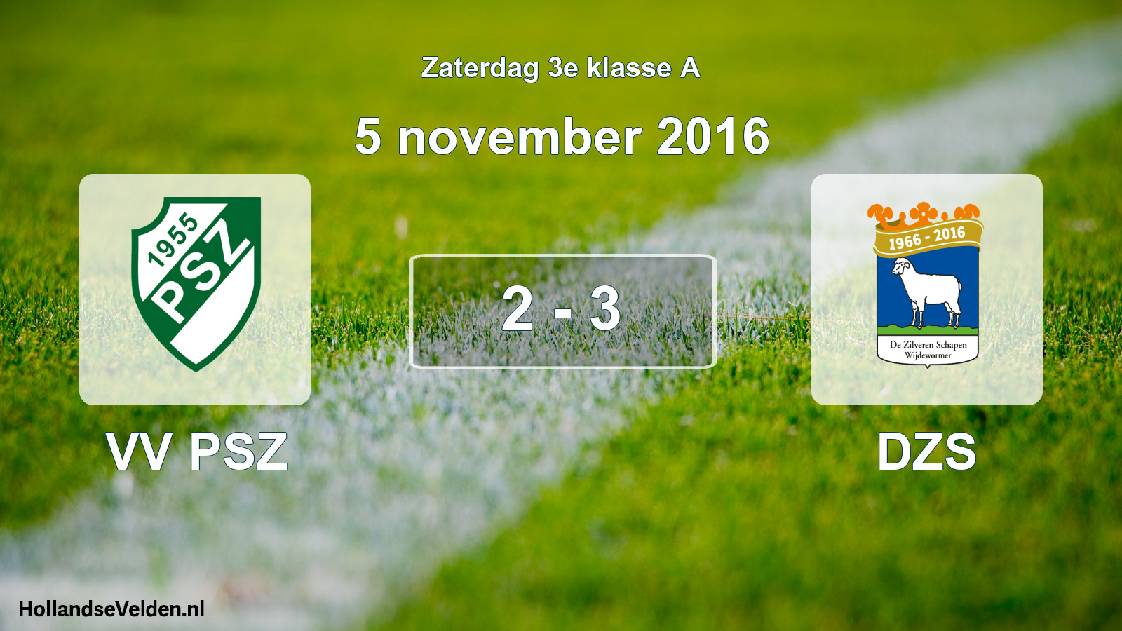 Gespeelde wedstrijd: VV PSZ - DZS 2 - 3 (5 november 2016)