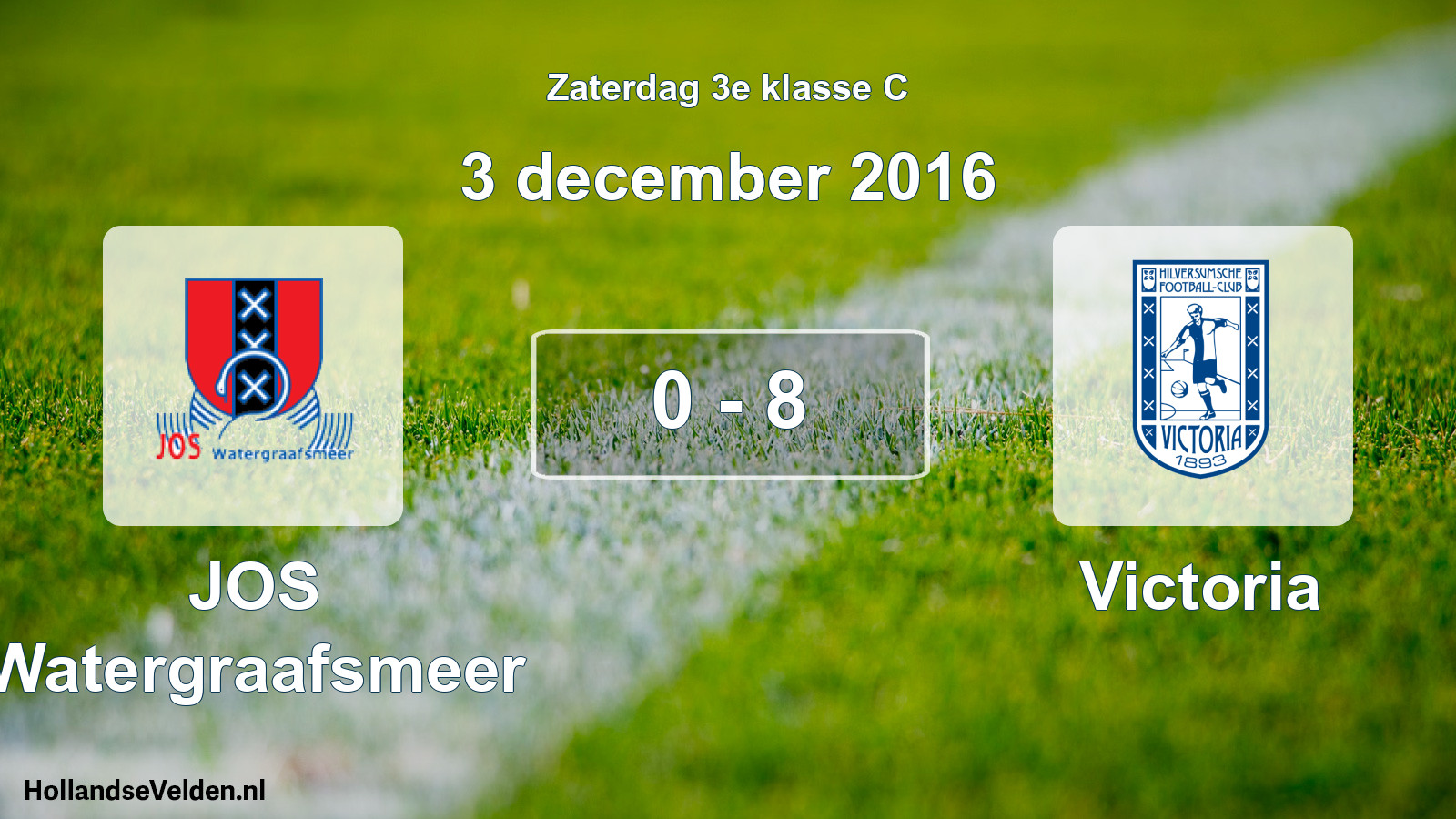 Gespeelde wedstrijd: JOS Watergraafsmeer - Victoria 0 - 8 (3 december 2016)