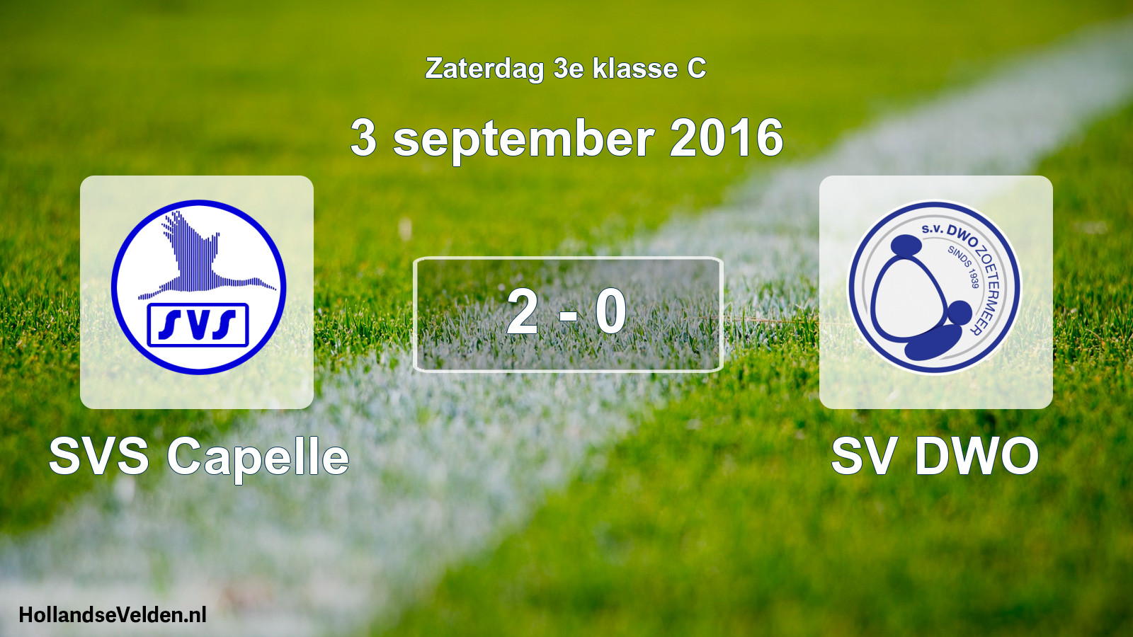 Gespeelde wedstrijd: SVS Capelle - SV DWO 2 - 0 (3 september 2016)