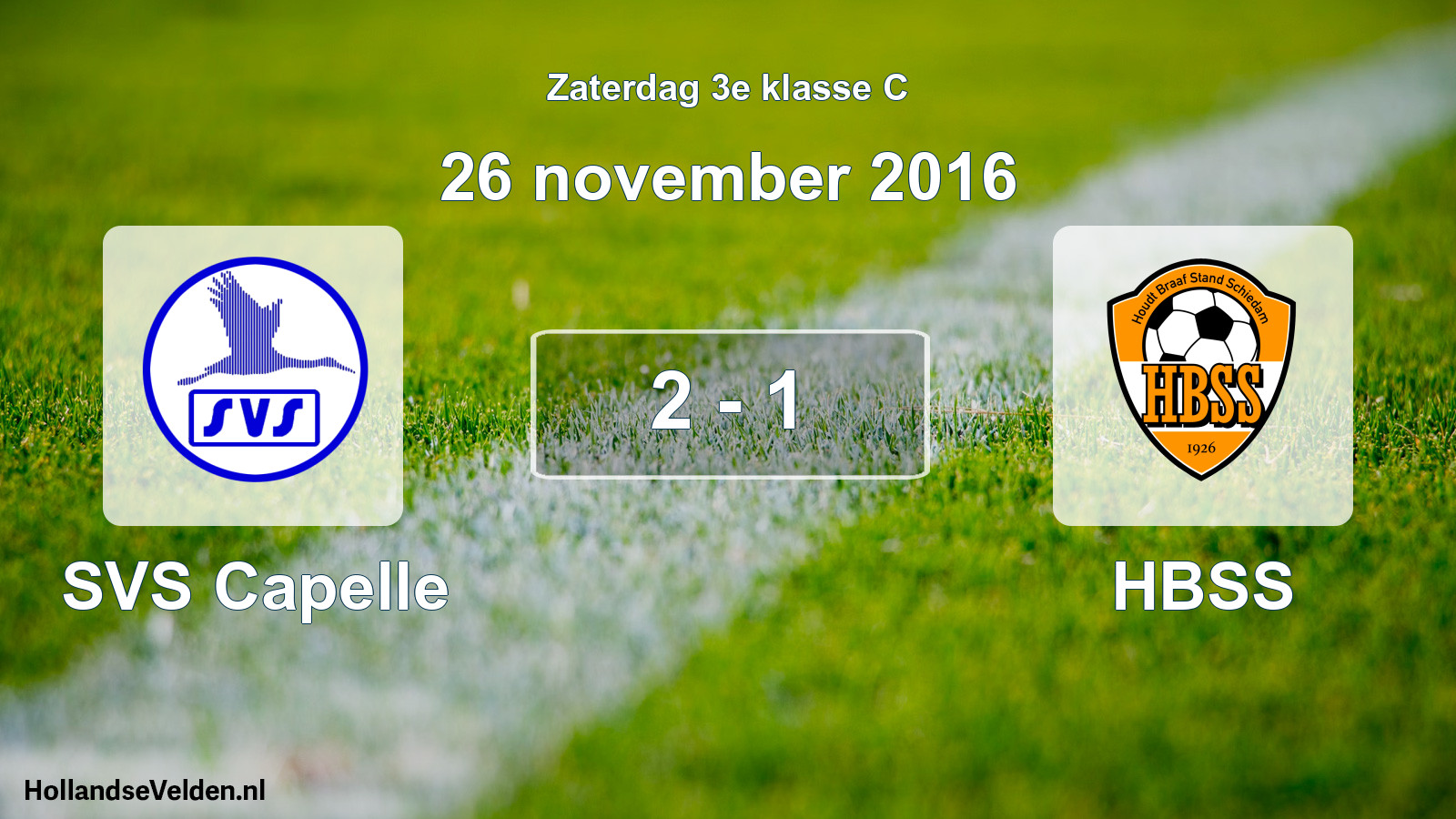 Gespeelde wedstrijd: SVS Capelle - HBSS 2 - 1 (26 november 2016)