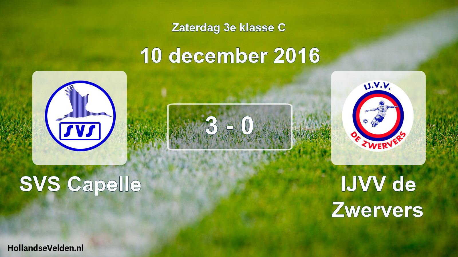 Gespeelde wedstrijd: SVS Capelle - IJVV de Zwervers 3 - 0 (10 december 2016)