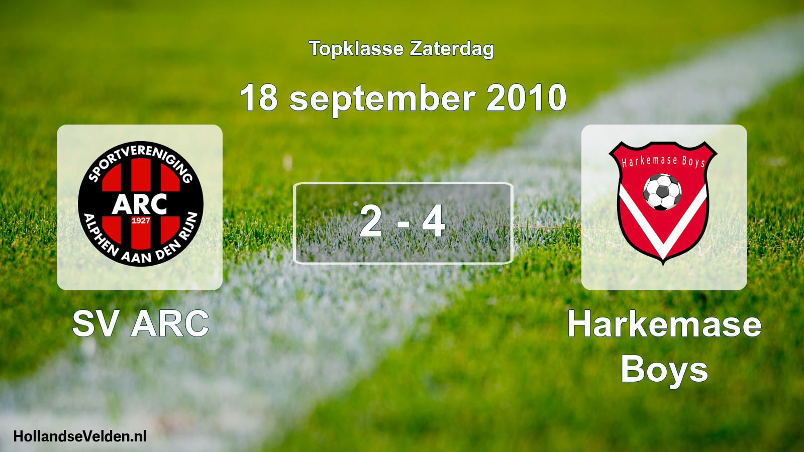Gespeelde wedstrijd: SV ARC - Harkemase Boys 2 - 4 (18 september 2010)