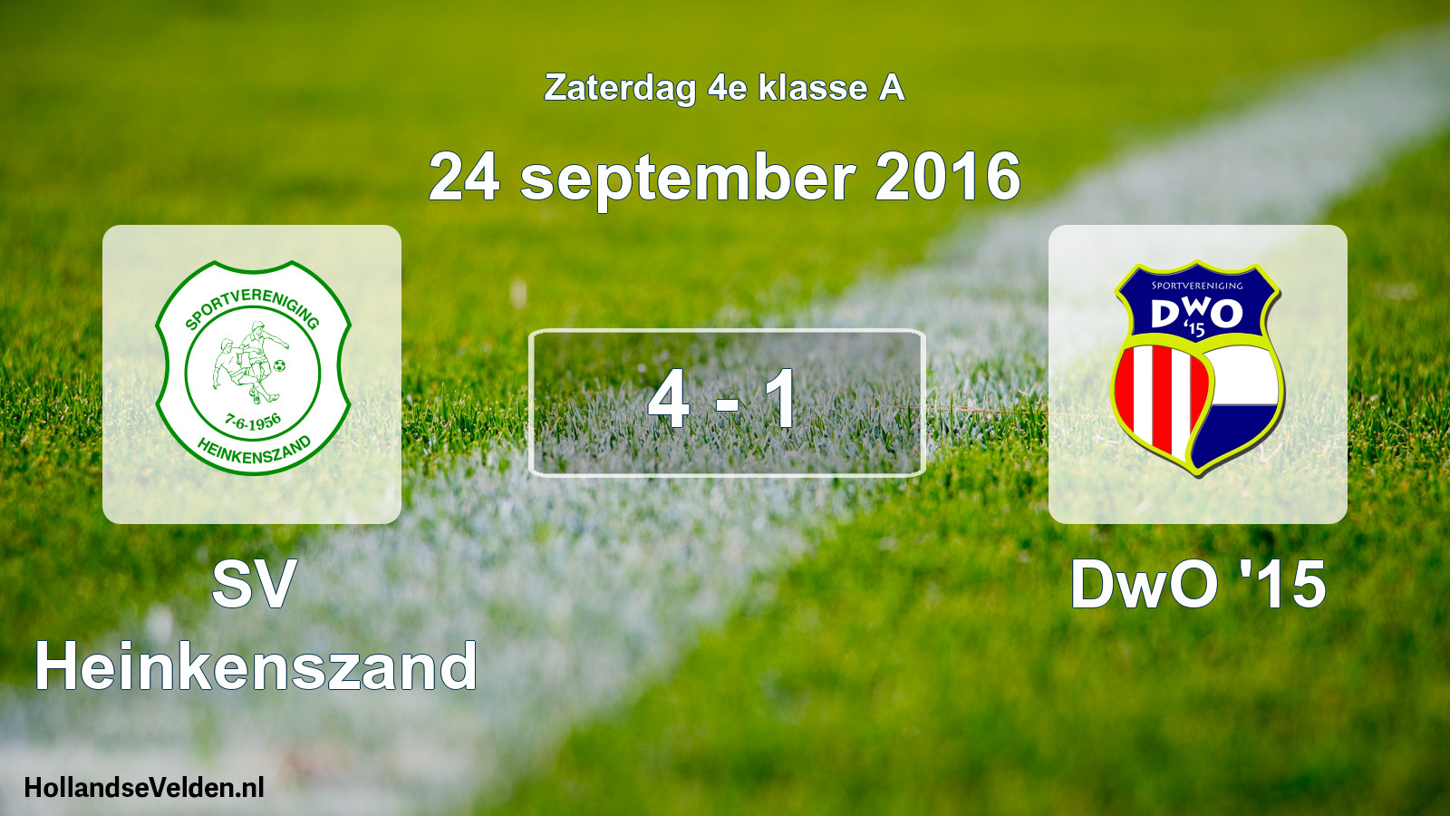 Gespeelde wedstrijd: SV Heinkenszand - DwO '15 4 - 1 (24 september 2016)