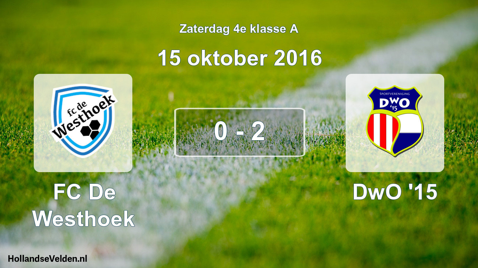 Gespeelde wedstrijd: FC De Westhoek - DwO '15 0 - 2 (15 oktober 2016)