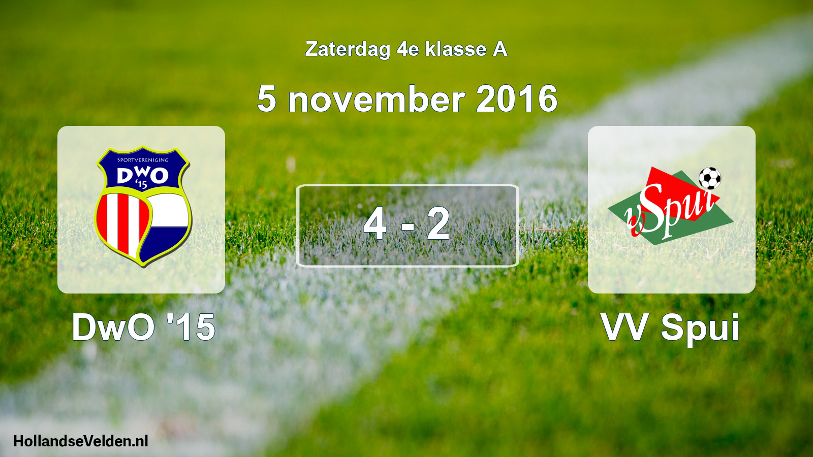Gespeelde wedstrijd: DwO '15 - VV Spui 4 - 2 (5 november 2016)