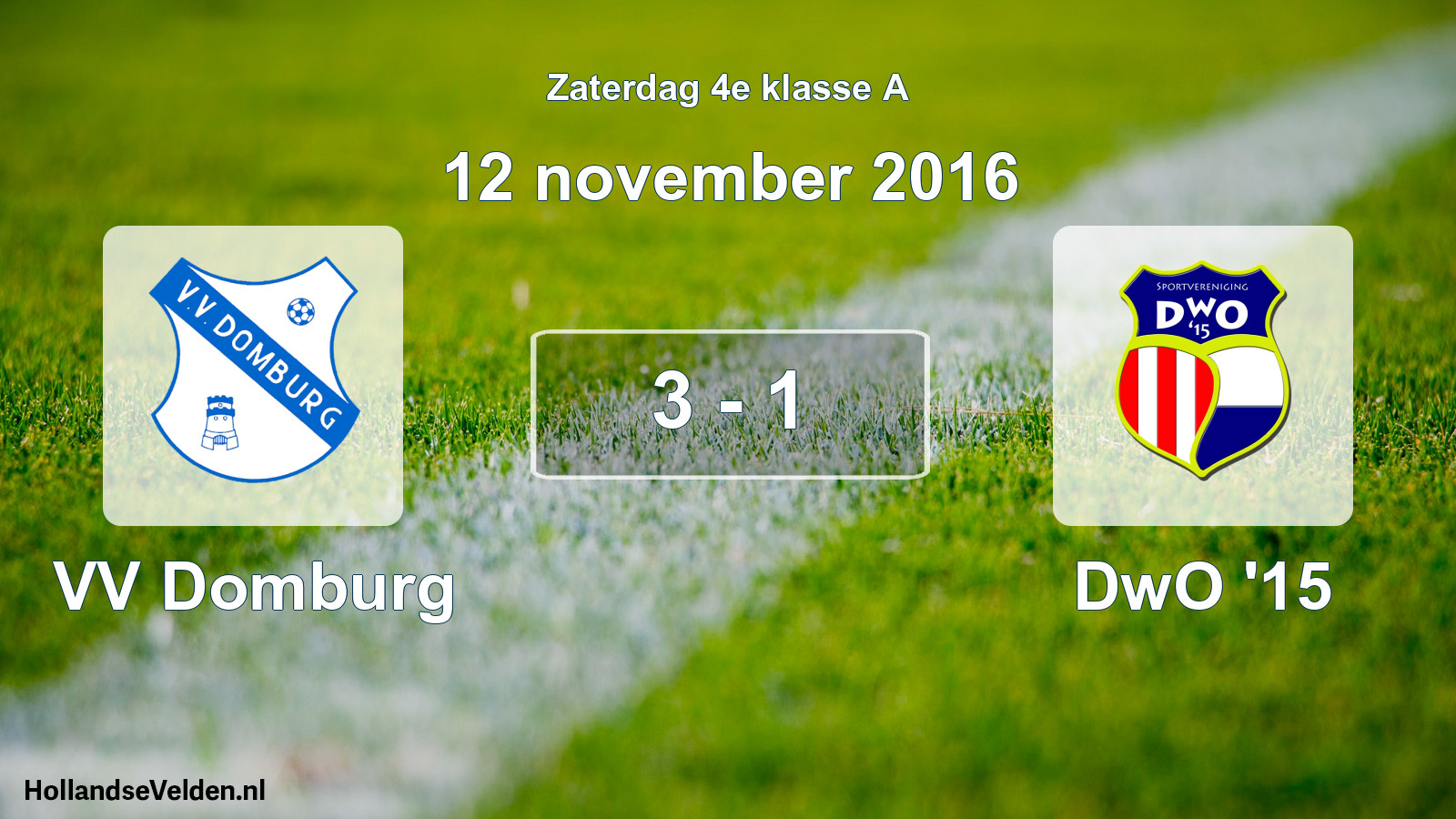 Gespeelde wedstrijd: VV Domburg - DwO '15 3 - 1 (12 november 2016)