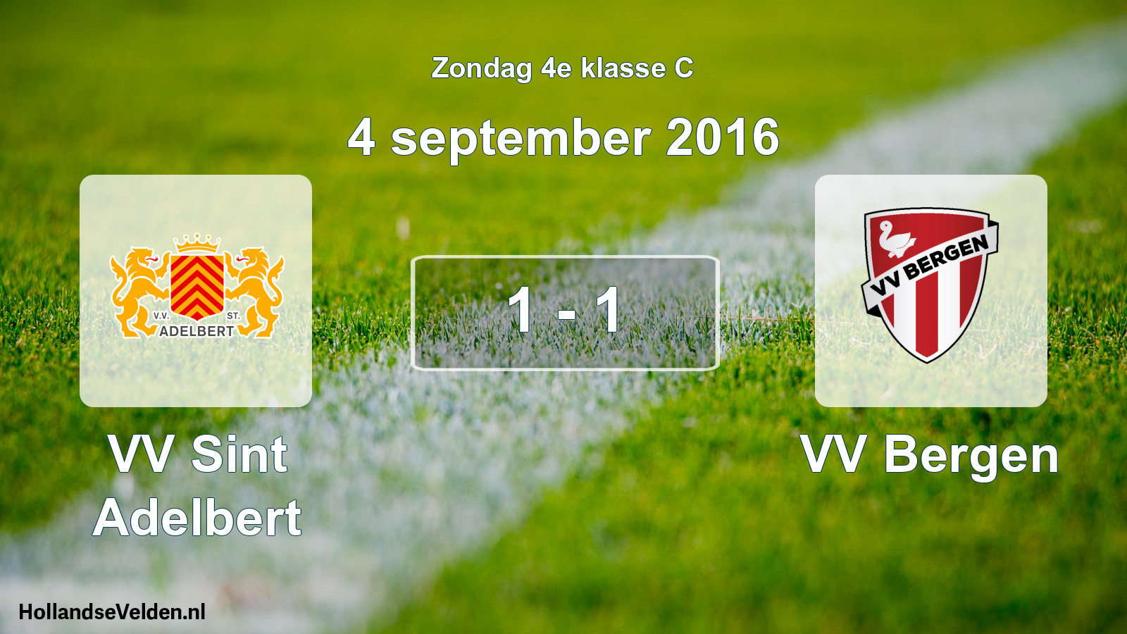 Gespeelde wedstrijd: VV Sint Adelbert - VV Bergen 1 - 1 (4 september 2016)