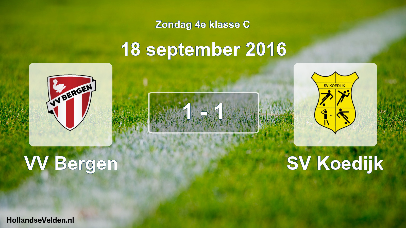 Gespeelde wedstrijd: VV Bergen - SV Koedijk 1 - 1 (18 september 2016)