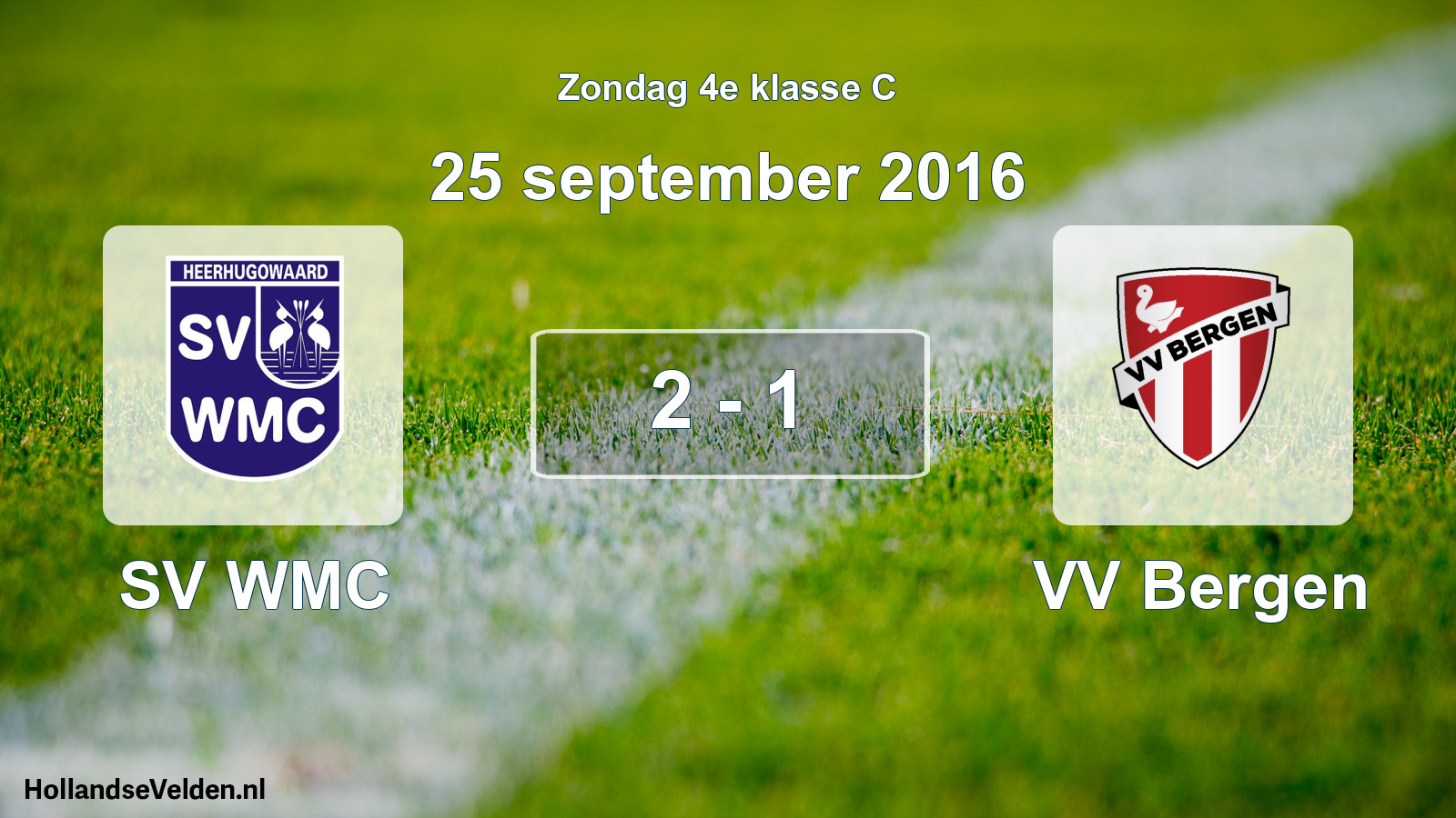 Gespeelde wedstrijd: SV WMC - VV Bergen 2 - 1 (25 september 2016)