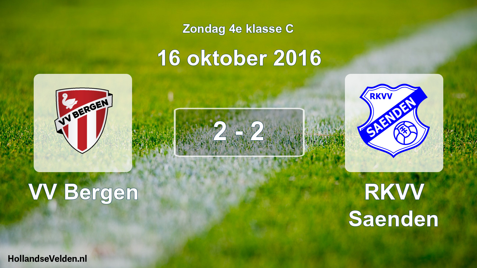 Gespeelde wedstrijd: VV Bergen - RKVV Saenden 2 - 2 (16 oktober 2016)