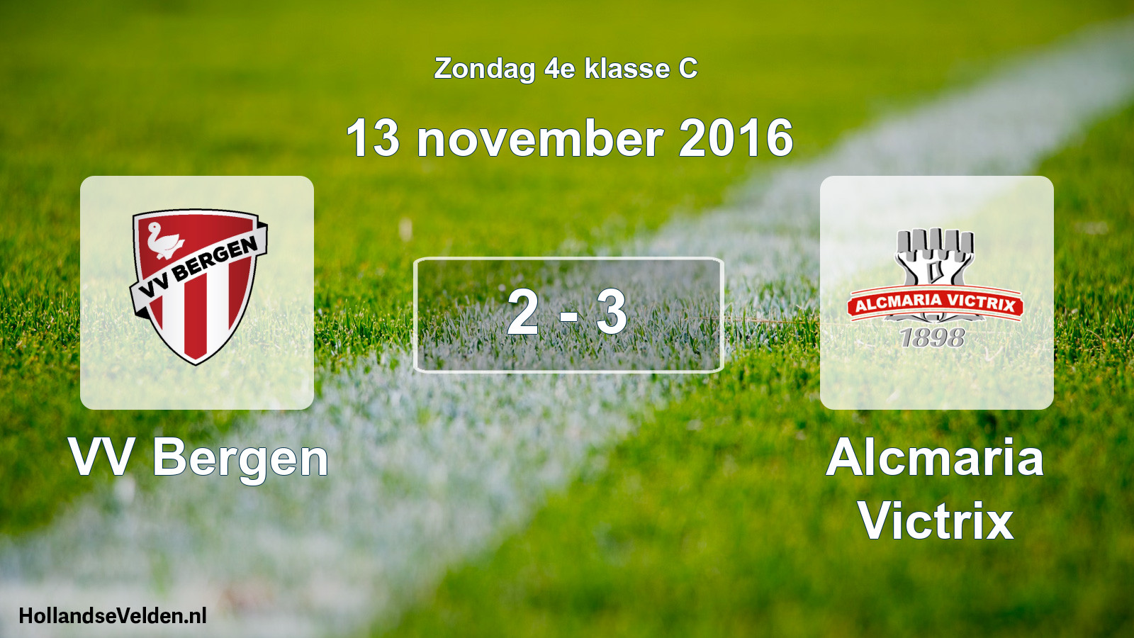 Gespeelde wedstrijd: VV Bergen - Alcmaria Victrix 2 - 3 (13 november 2016)