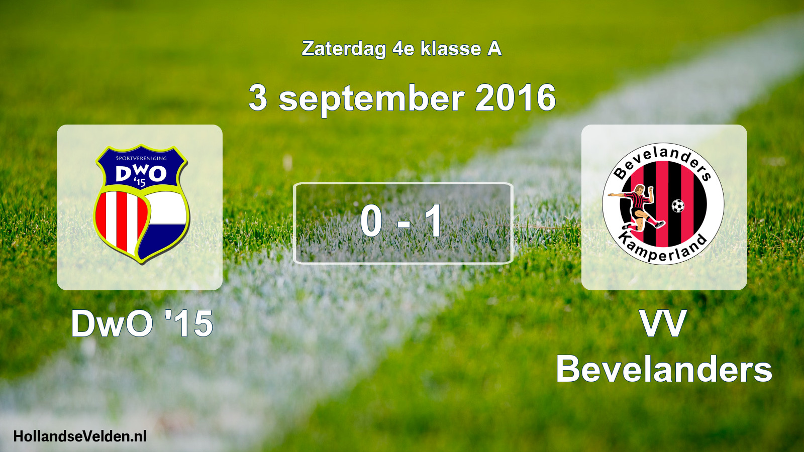 Gespeelde wedstrijd: DwO '15 - VV Bevelanders 0 - 1 (3 september 2016)