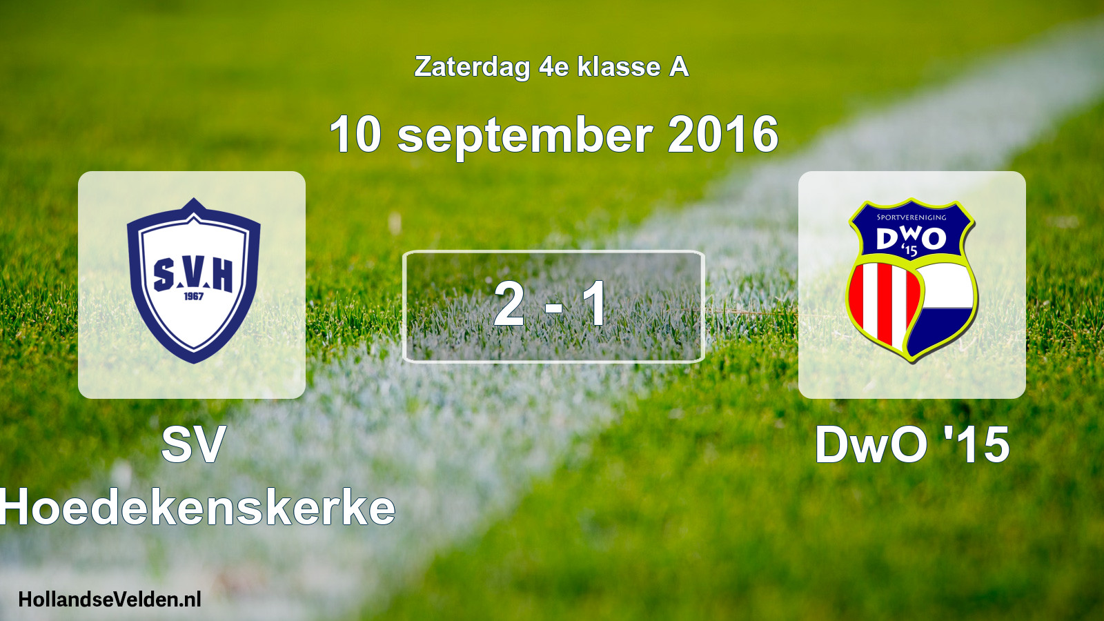 Gespeelde wedstrijd: SV Hoedekenskerke - DwO '15 2 - 1 (10 september 2016)