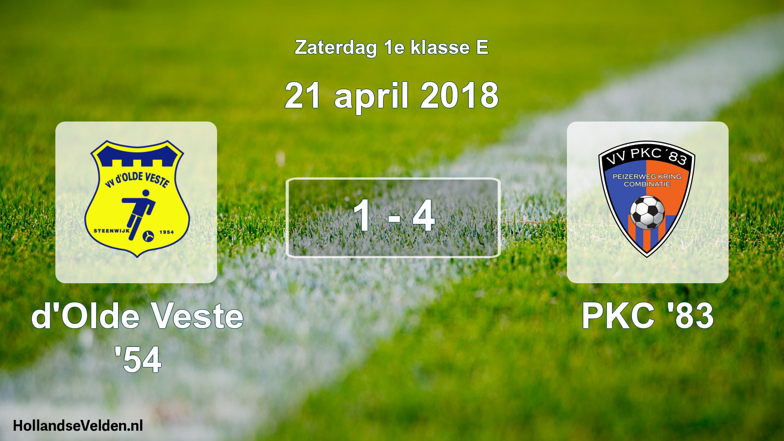 Gespeelde wedstrijd: d'Olde Veste '54 - PKC '83 1 - 4 (21 april 2018)
