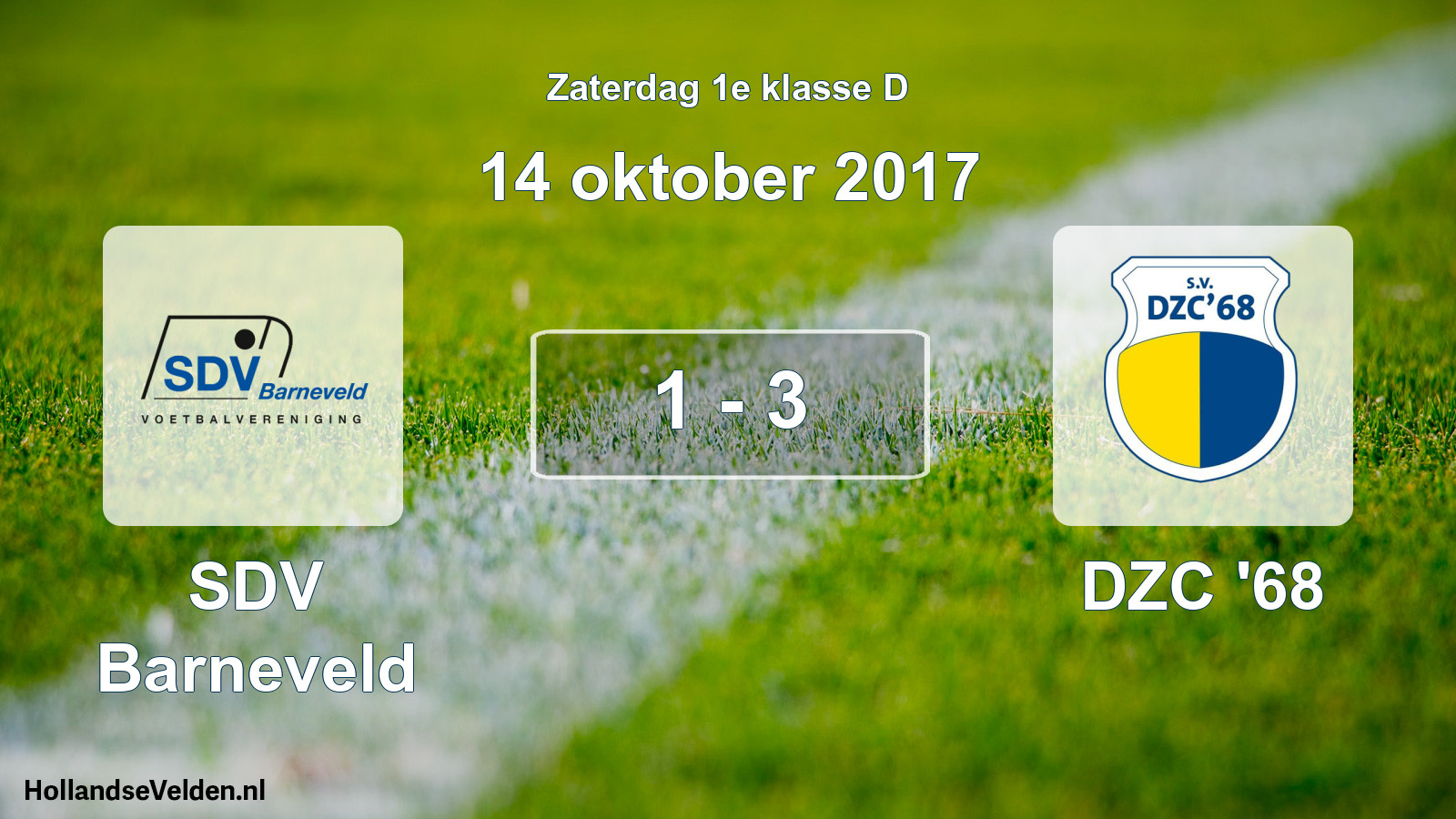 Gespeelde wedstrijd: SDV Barneveld - DZC '68 1 - 3 (14 oktober 2017)