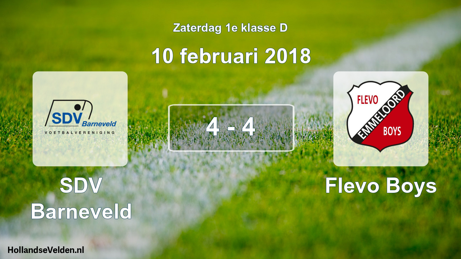 Gespeelde wedstrijd: SDV Barneveld - Flevo Boys 4 - 4 (10 februari 2018)