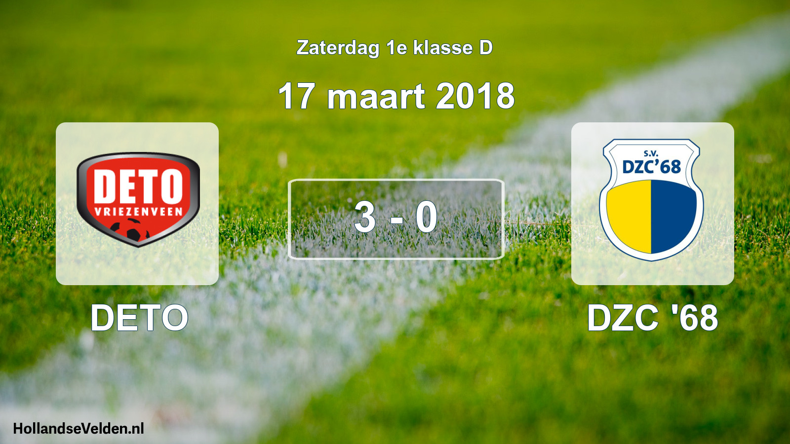 Gespeelde wedstrijd: DETO - DZC '68 3 - 0 (17 maart 2018)
