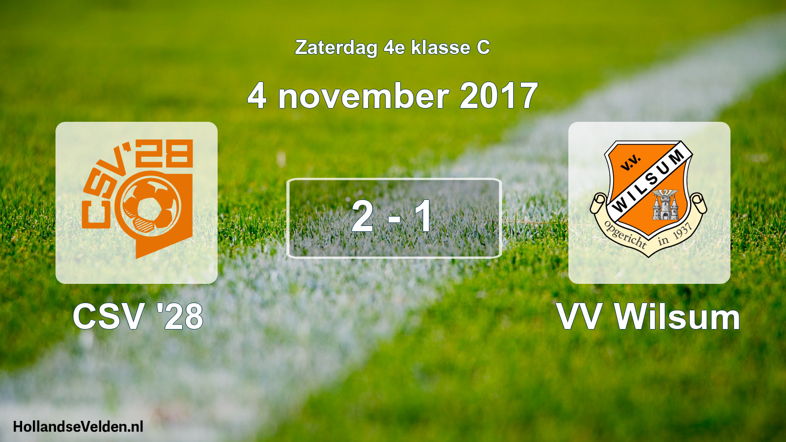 Gespeelde wedstrijd: CSV '28 - VV Wilsum 2 - 1 (4 november 2017)
