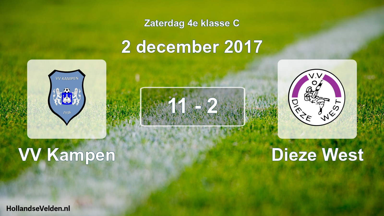 Gespeelde wedstrijd: VV Kampen - Dieze West 11 - 2 (2 december 2017)