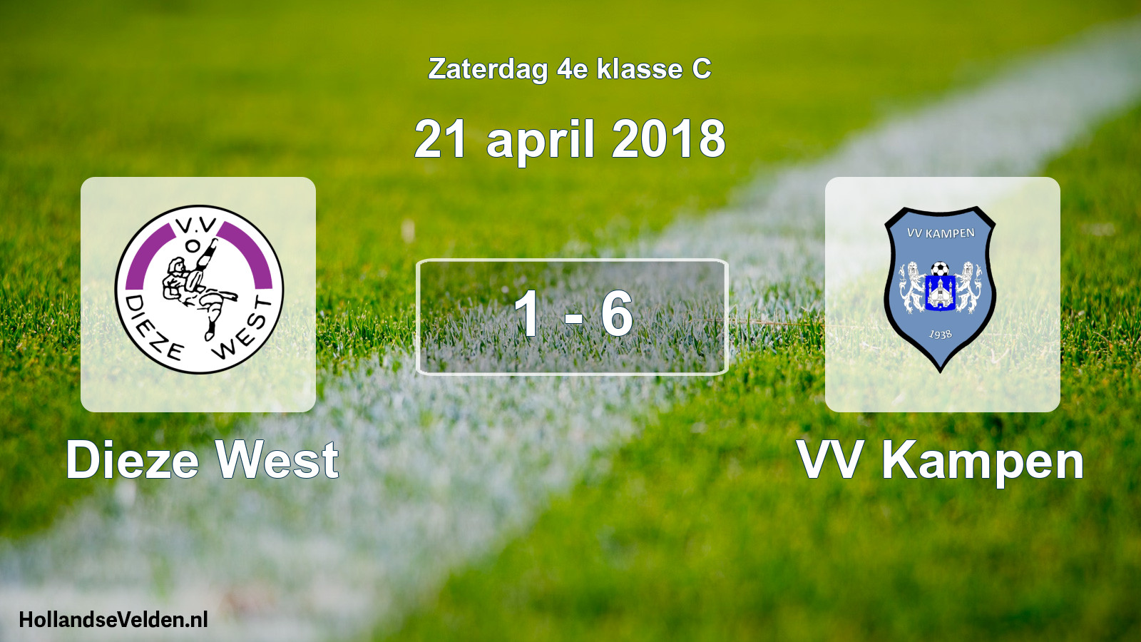 Gespeelde wedstrijd: Dieze West - VV Kampen 1 - 6 (21 april 2018)