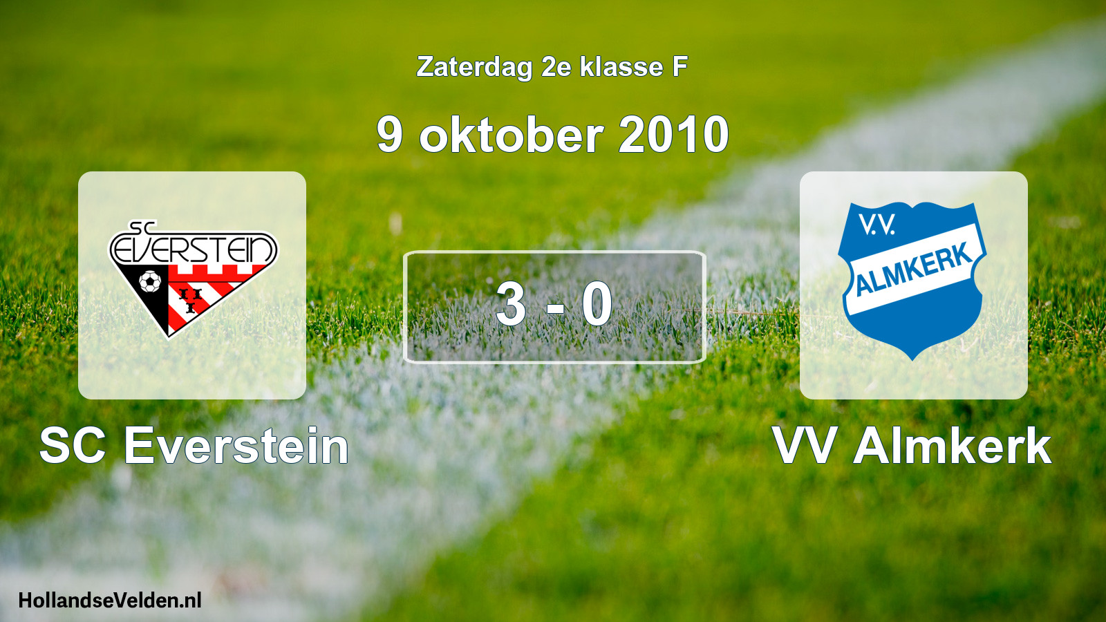 Gespeelde wedstrijd: SC Everstein - VV Almkerk 3 - 0 (9 oktober 2010)