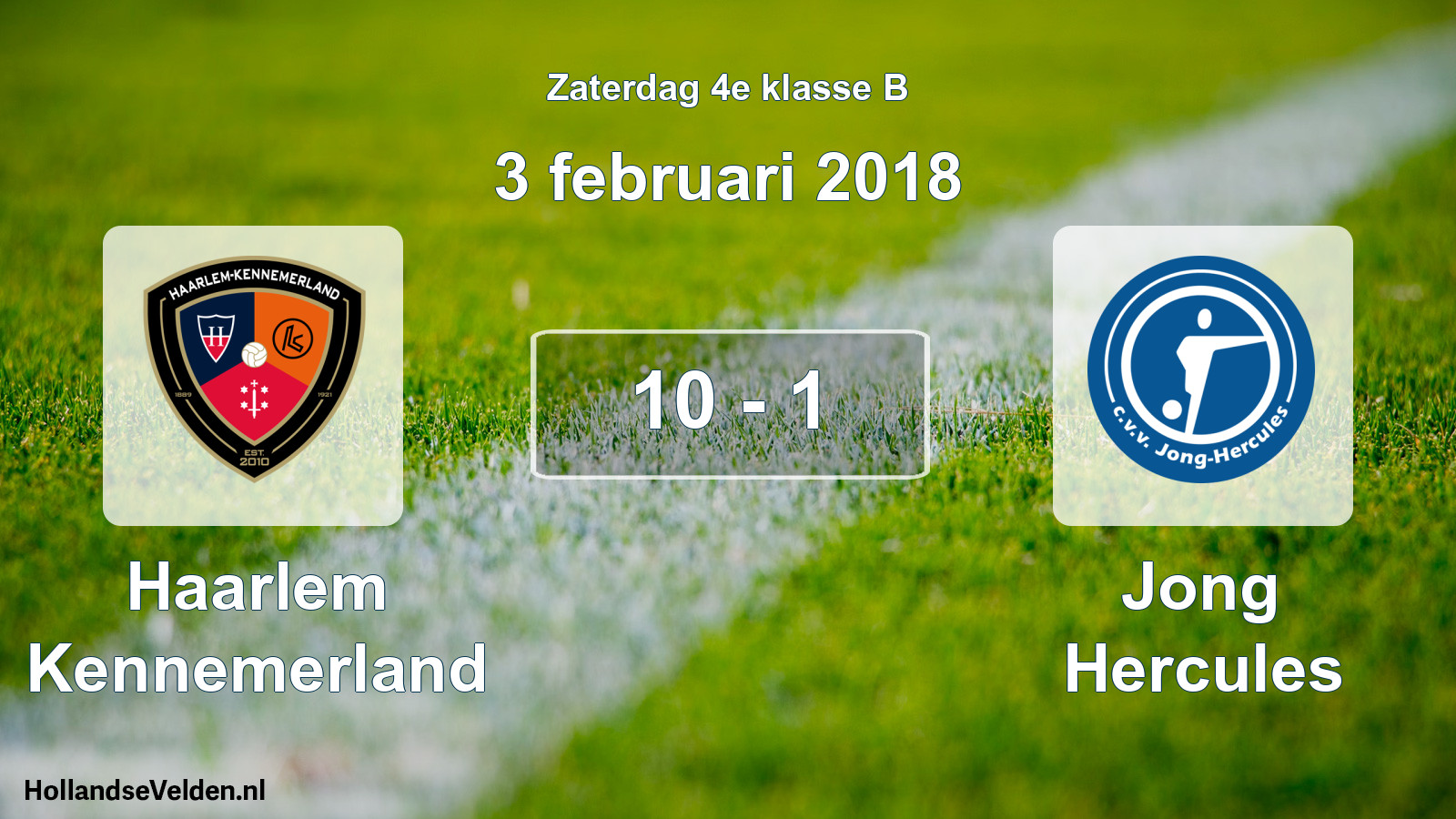 Gespeelde wedstrijd: Haarlem Kennemerland - Jong Hercules 10 - 1 (3 februari 2018)
