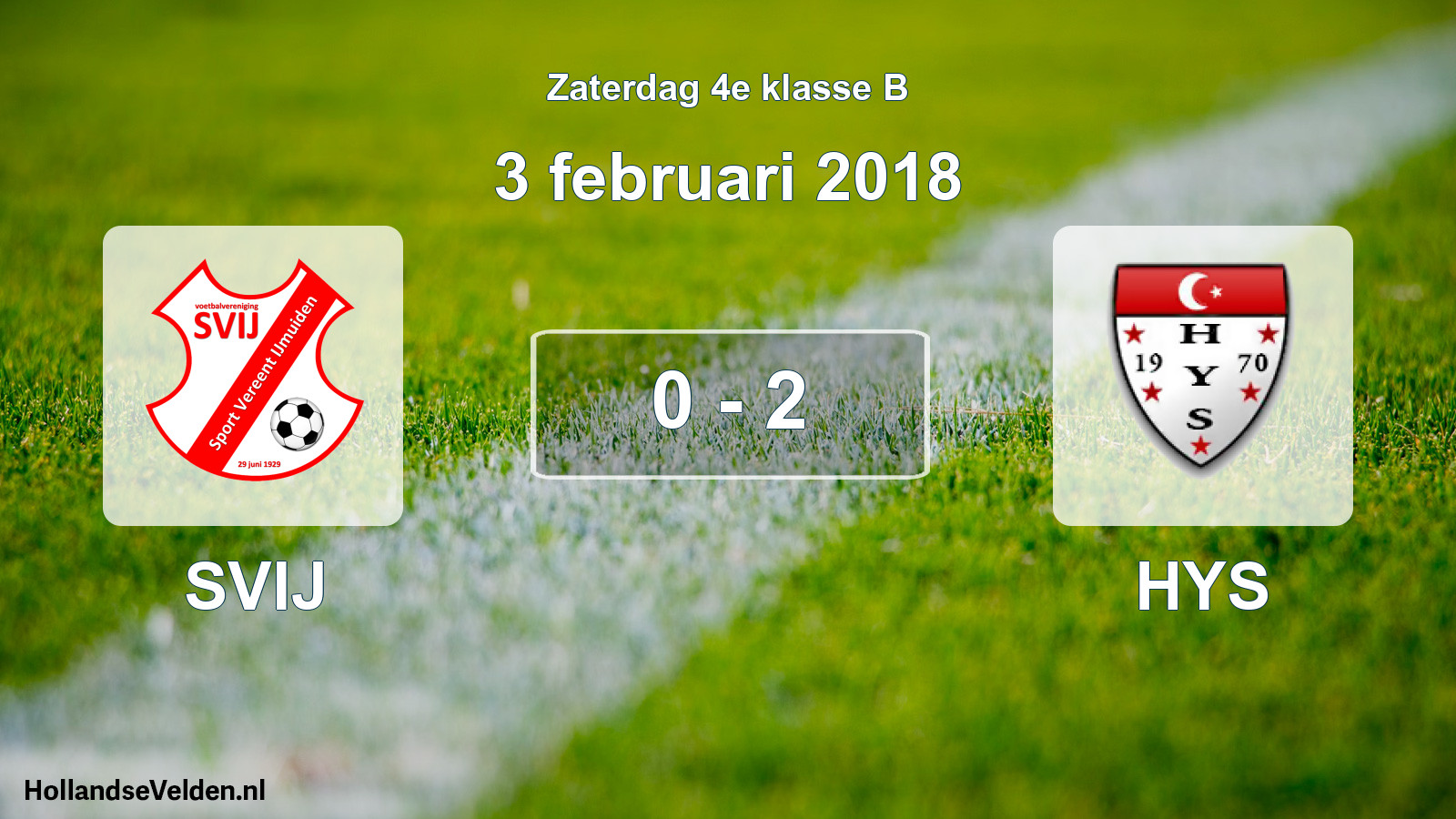 Gespeelde wedstrijd: SVIJ - HYS 0 - 2 (3 februari 2018)