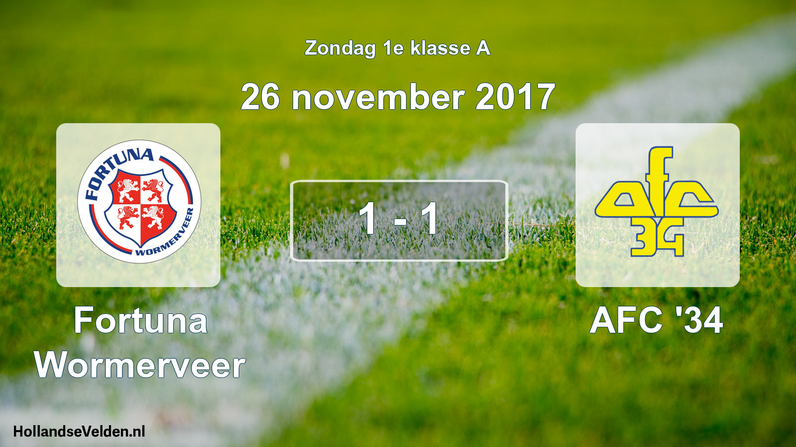 Gespeelde wedstrijd: Fortuna Wormerveer - AFC '34 1 - 1 (26 november 2017)