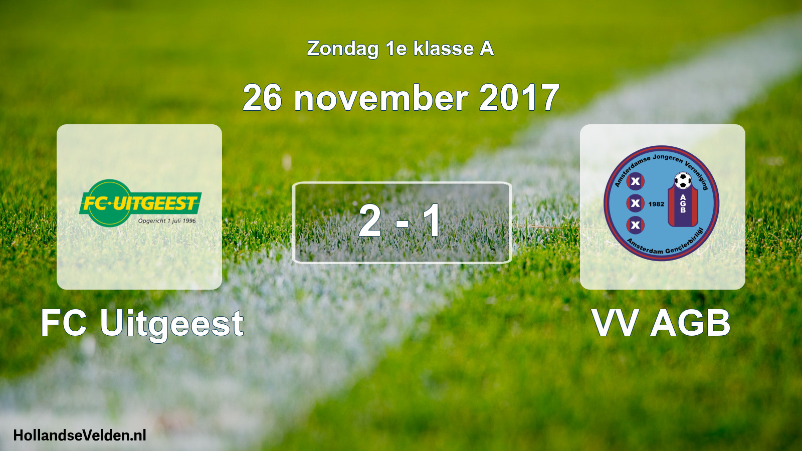 Gespeelde wedstrijd: FC Uitgeest - VV AGB 2 - 1 (26 november 2017)