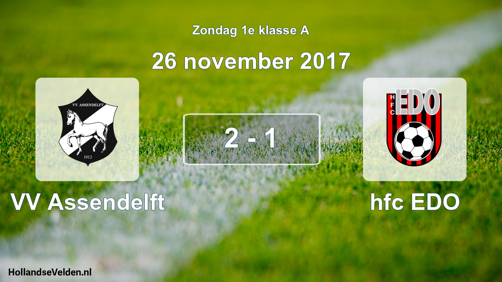 Gespeelde wedstrijd: VV Assendelft - hfc EDO 2 - 1 (26 november 2017)