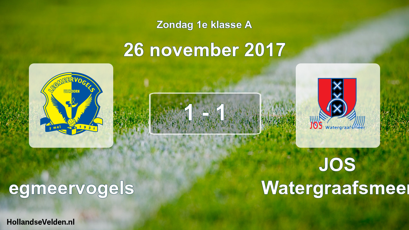 Gespeelde wedstrijd: Legmeervogels - JOS Watergraafsmeer 1 - 1 (26 november 2017)