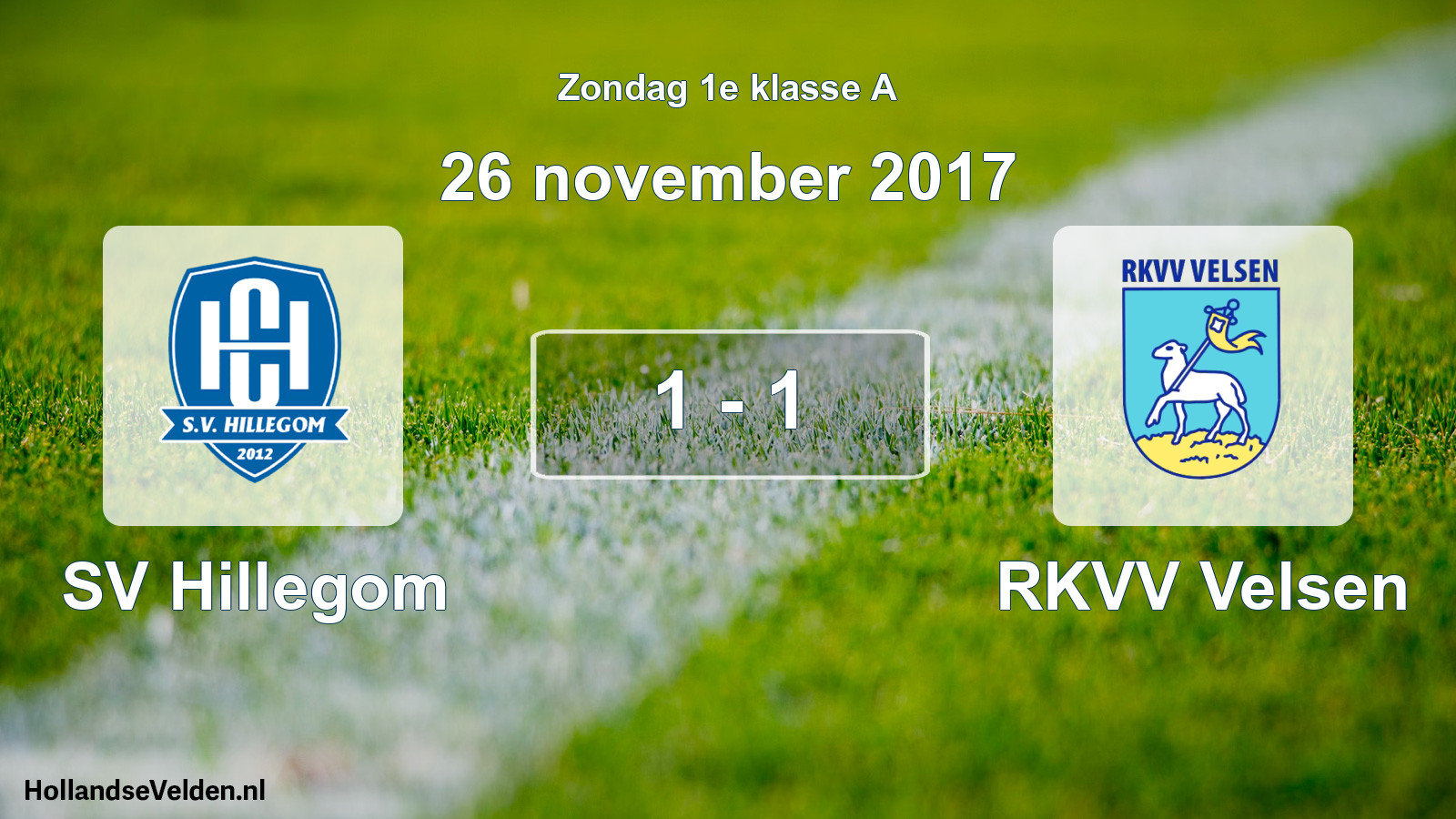 Gespeelde wedstrijd: SV Hillegom - RKVV Velsen 1 - 1 (26 november 2017)