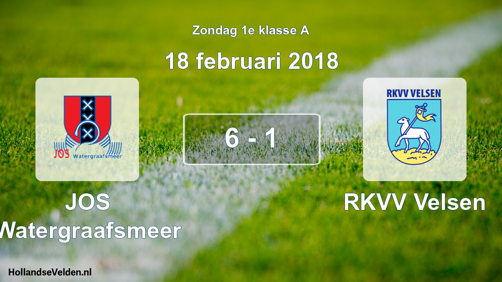 Gespeelde wedstrijd: JOS Watergraafsmeer - RKVV Velsen 6 - 1 (18 februari 2018)