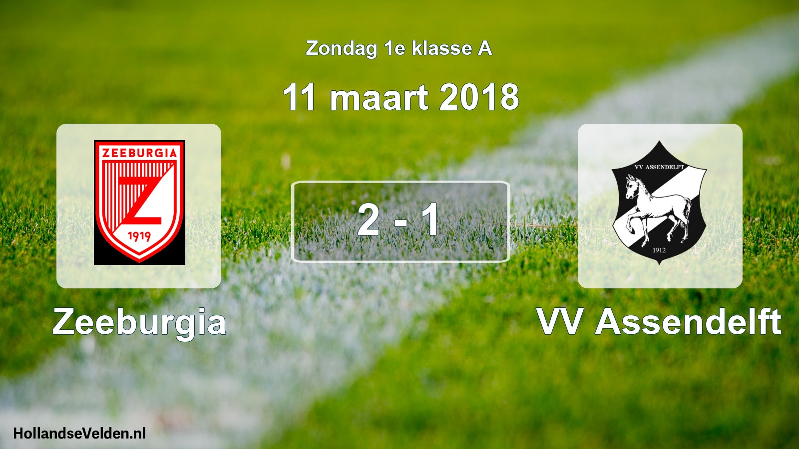 Gespeelde wedstrijd: Zeeburgia - VV Assendelft 2 - 1 (11 maart 2018)